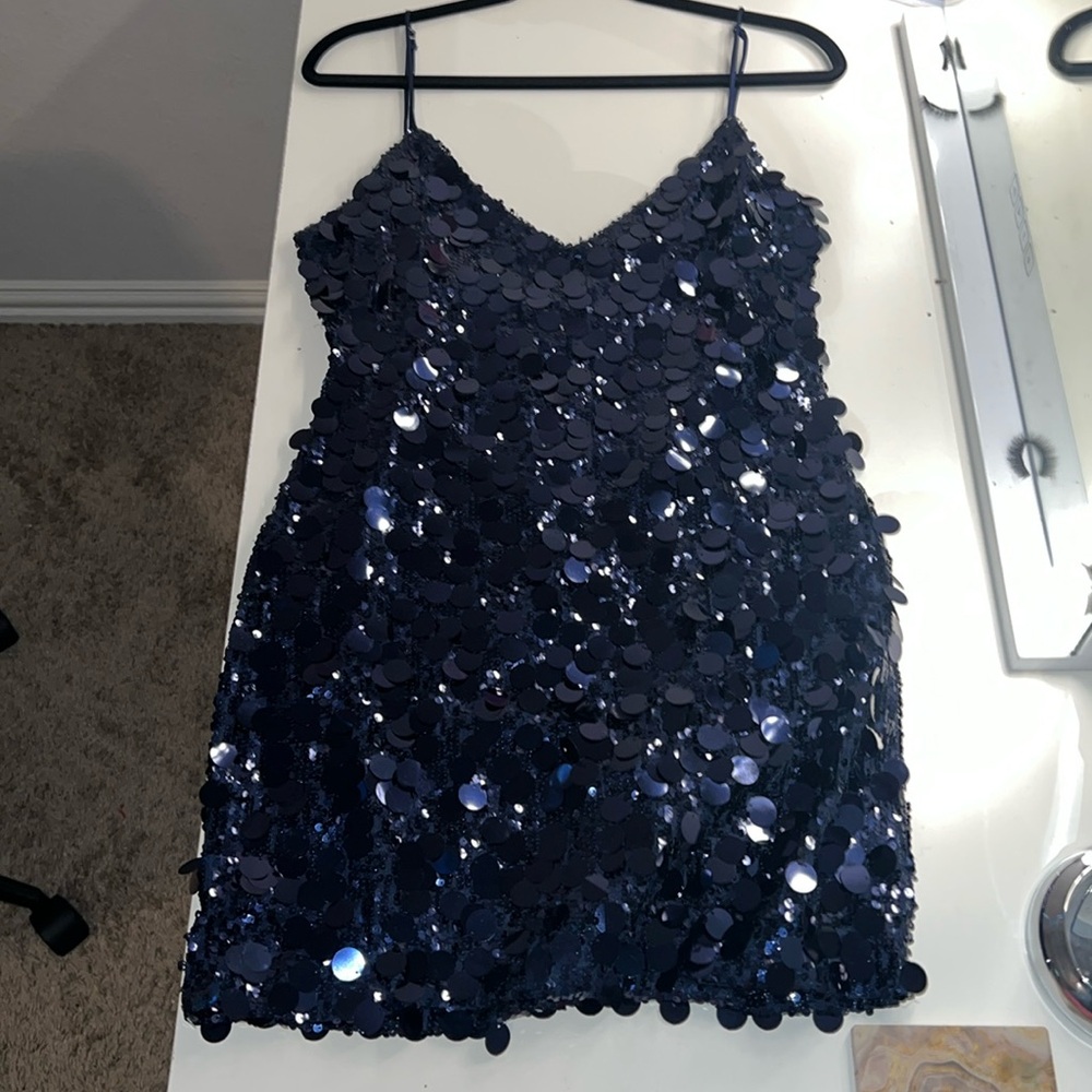 Navy Blue Sequin Dress
